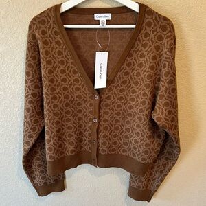 Calvin Klein NWT Monogram CK Patterned Cardigan Size XL